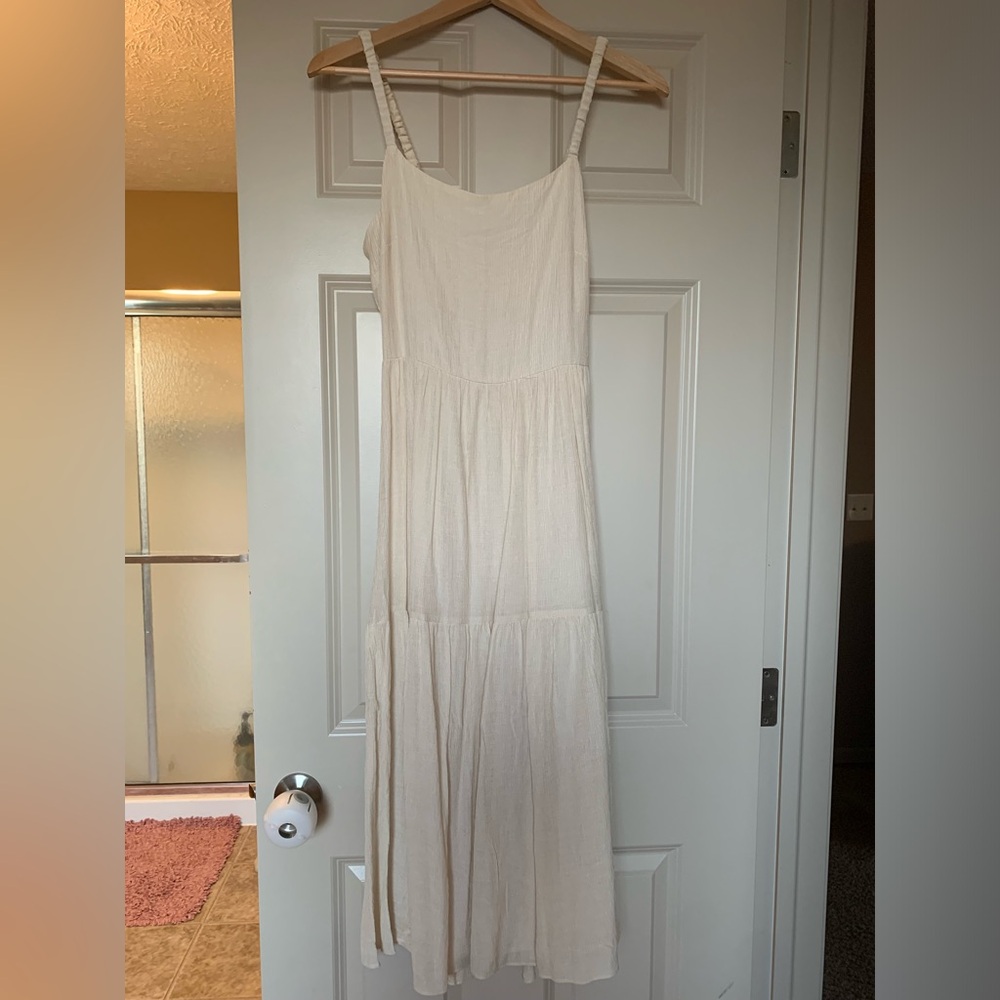 Cream tiered midi dress, size small
